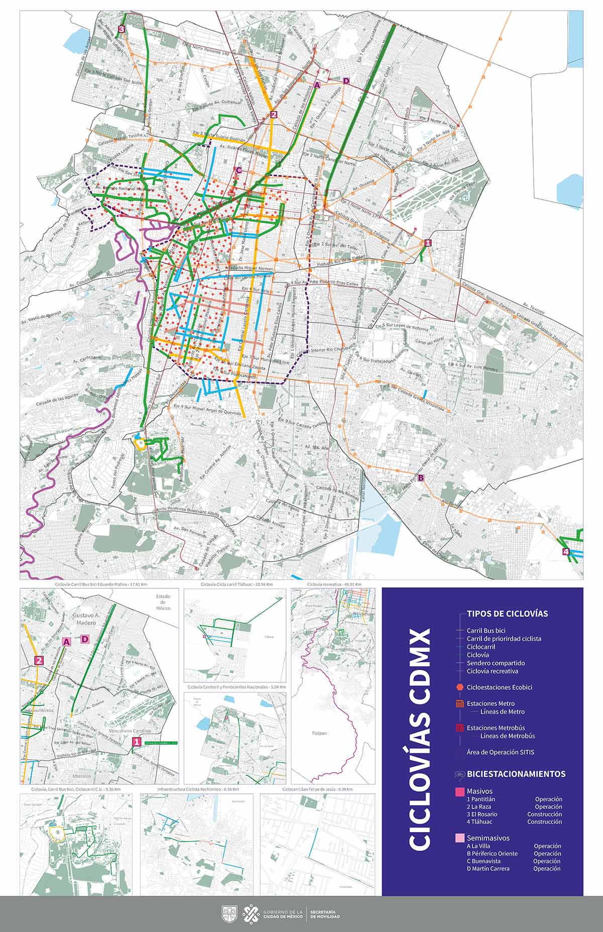 Mapa para moverse en bicicleta en Ciudad de México